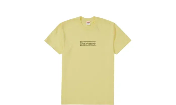 Supreme KAWS Chalk Logo Tee Pale Yellow