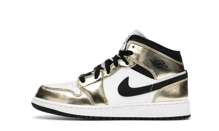 Air Jordan 1 Mid Metallic Gold Black White
